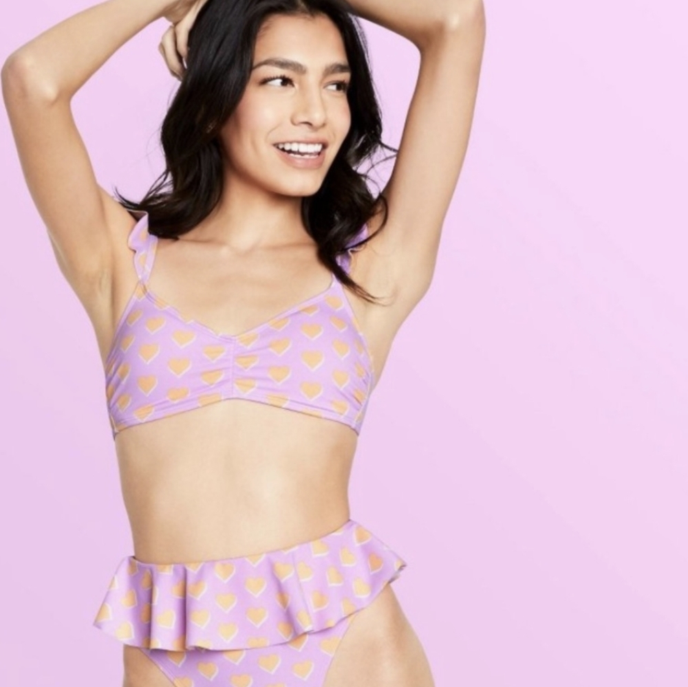 Stoney Clover Lane x Target lavender orange Flutter Heart Print swimsuit Top D/D